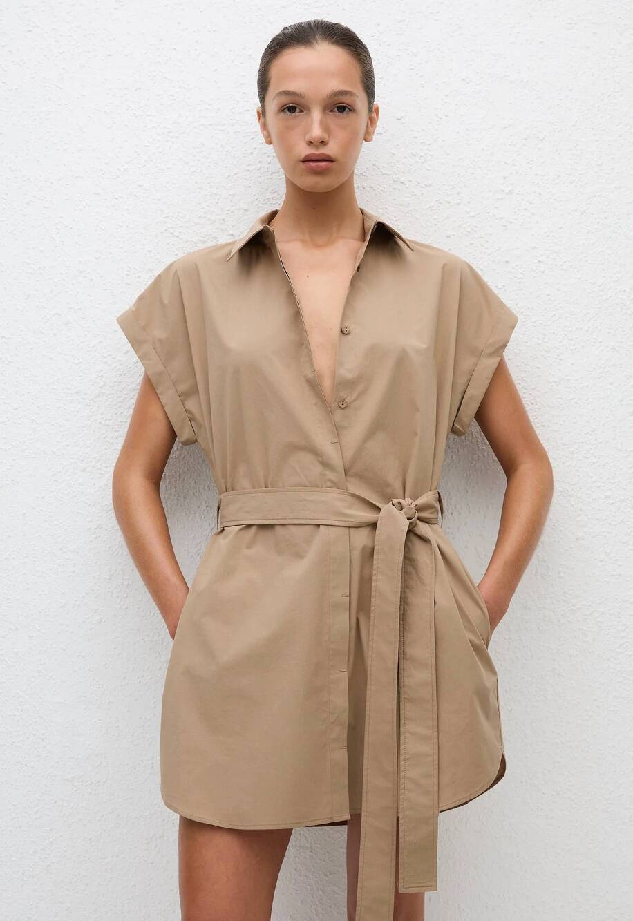 NEW MATTEAU mini shirt dress in stone